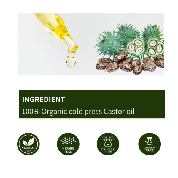 GAJACO Organic Castor Oil Eyelash Growth Serum For Eyelashes and Eyebrows with Mascara Tube Filled with Premium Cold Pressed, Hexane Free Castor Oil - Image 4